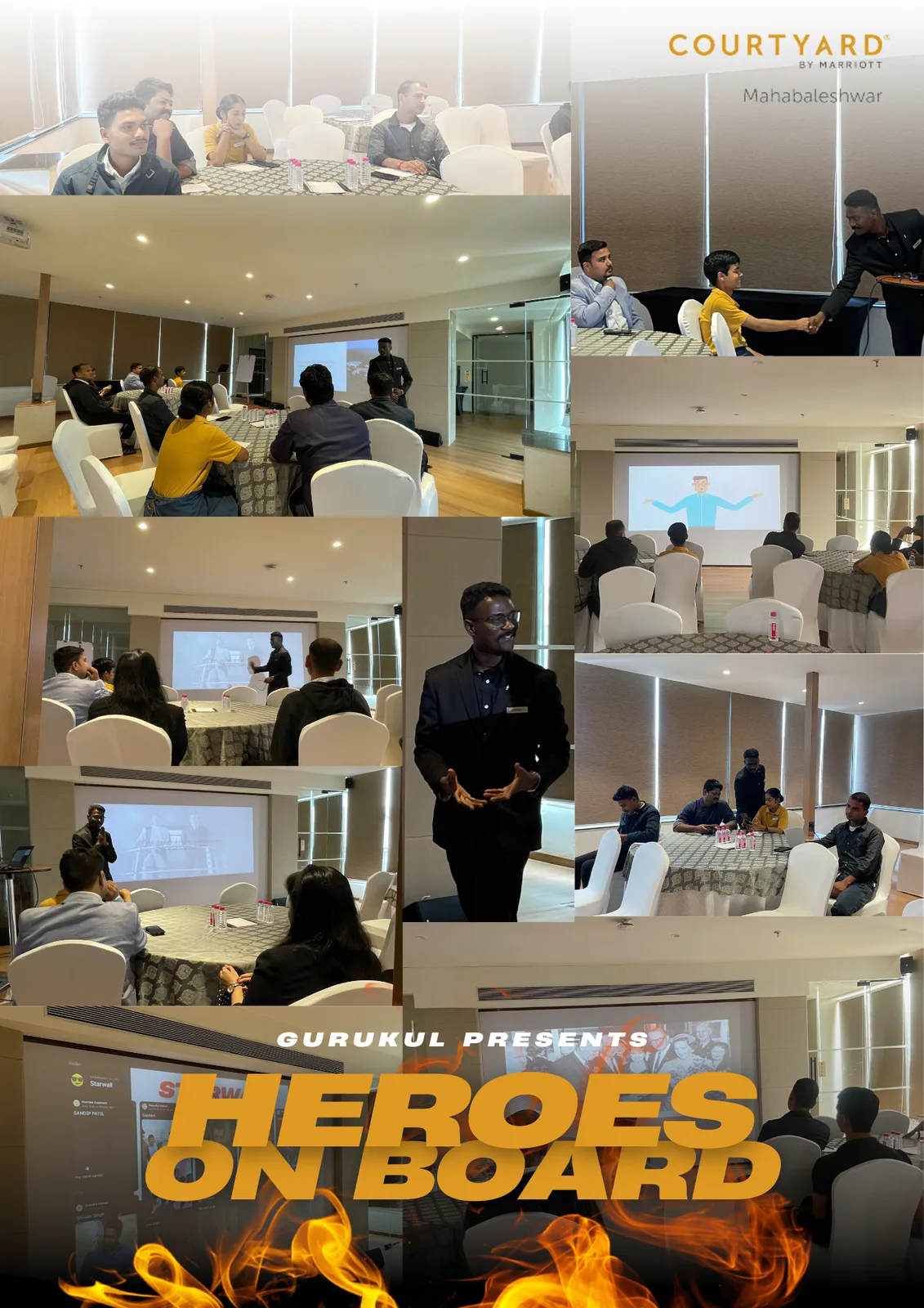 Gurukul Heroes on Board workshop collage at Courtyard by Marriott, Mahabaleshwar.